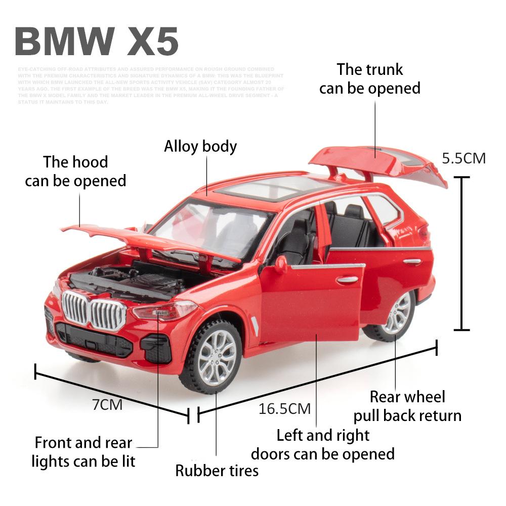 1/32 Scale X5 Diecast Car Model Toy, Pull Back Toy Vehicle with Sound and Light for Kids Toddler Boys Girls Gift Collection