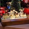 Modern Acrylic Craft Christmas Ornament, Mirrored Golden Silhouette Scene, Decorative Tabletop Decorations Desktop Display for Holiday Living
