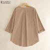 ZANZEA Женская повседневная блузка свободного кроя с круглым вырезом и рукавом 3/4