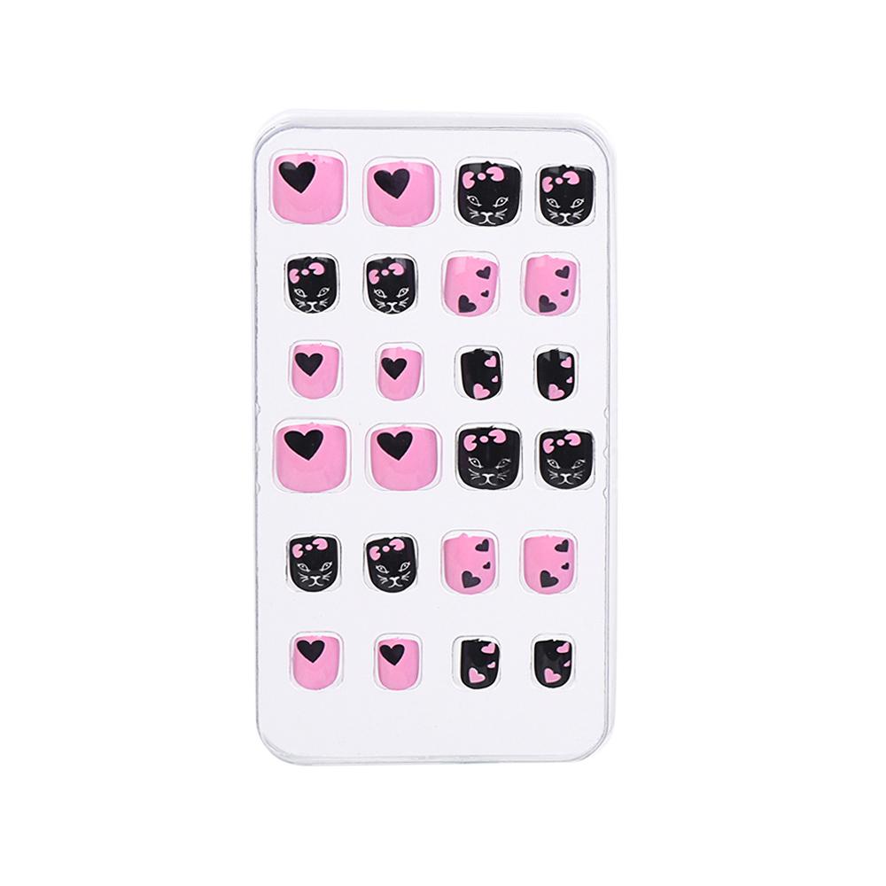 24Pcs/Set Kids Artificial Manicure Tool Child False Nails Fake Nails Nail Tips Wearable