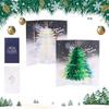 3D Christmas Handmade Cards Glitter Christmas Tree Pop Up Greeting Blessing Postcards with Lay Flat Display Widget&envelopes Decoration