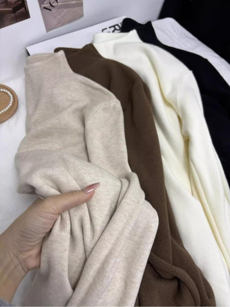 Повседневная водолазка с длинными рукавами, трикотажная базовая рубашка, женская зимняя осенняя однотонная тонкая теплая кофта в корейском стиле, простые топы, нижнее белье