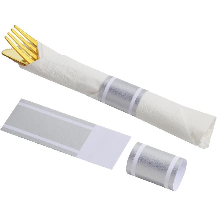Gold Napkin Bands, Paper Napkin Rings Self Adhesive,Silverware Wraps Bands,Table Setup Wedding Event Party Supply,200 Pcs/Gold,NB-200-1Gold