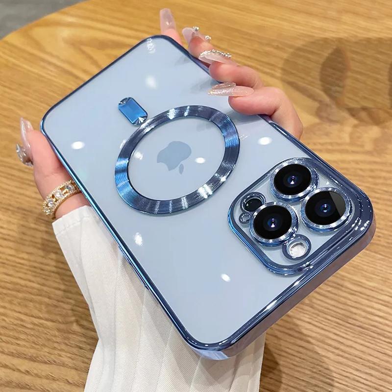 Для iPhone 16 15 Pro Max Роскошный беспроводной зарядный чехол Magsafe для iPhone 14 Plus 13 12 11 Pro Max Мягкий силиконовый прозрачный чехол