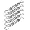 5Pcs 304 Stainless Steel Wire Rope Tension Tensioner Hook & Eye Turnbuckle for Indoor Outdoor(M6 )