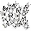 24 Pcs/set Black White 3D Butterfly Wall Sticker Wedding Decoration Bedroom Living Room Home Decor Butterflies Decals Stickers