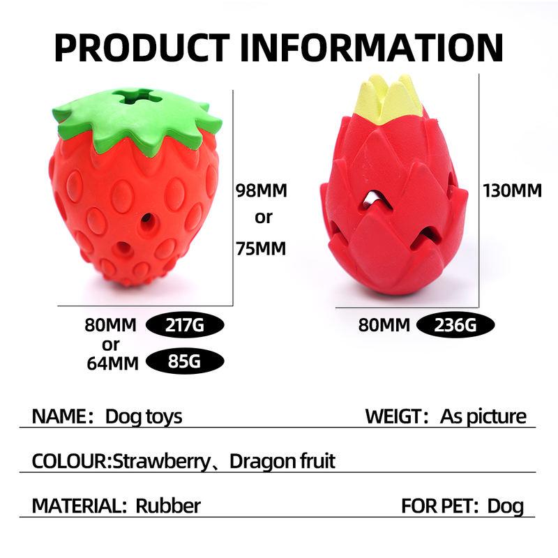 Eco-Friendly Cartoon Cute Strawberry Dragon Fruit Design Dog Rubber Chew Toy