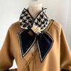 Warm Cashmere Neck Tie Scarf For Women Plaid Neckerchief Knitted Scarfs Long Skinny Small Scarves Bandana