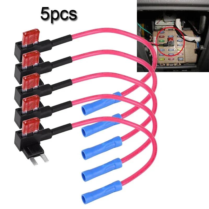 5pcs Fuse Holders Boxes+ 5pcs Mini Blades 12V Mini Blade Fuse Splice Holder Waterproof Add A Circuit Mini Standard ATM Fuse Box