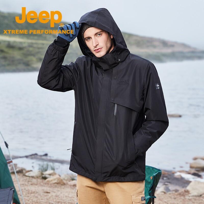 Jeep Мужская ветрозащитная водонепроницаемая флисовая куртка 3-в-1