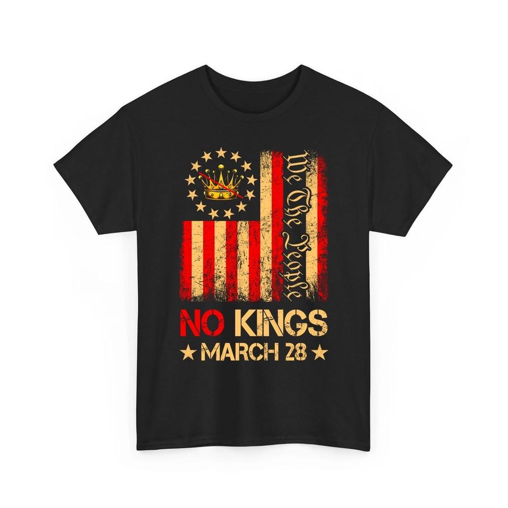 No Kings March 28 2026 No Kings Day American Flag Vintage Unisex TShirt Unisex T-Shirt