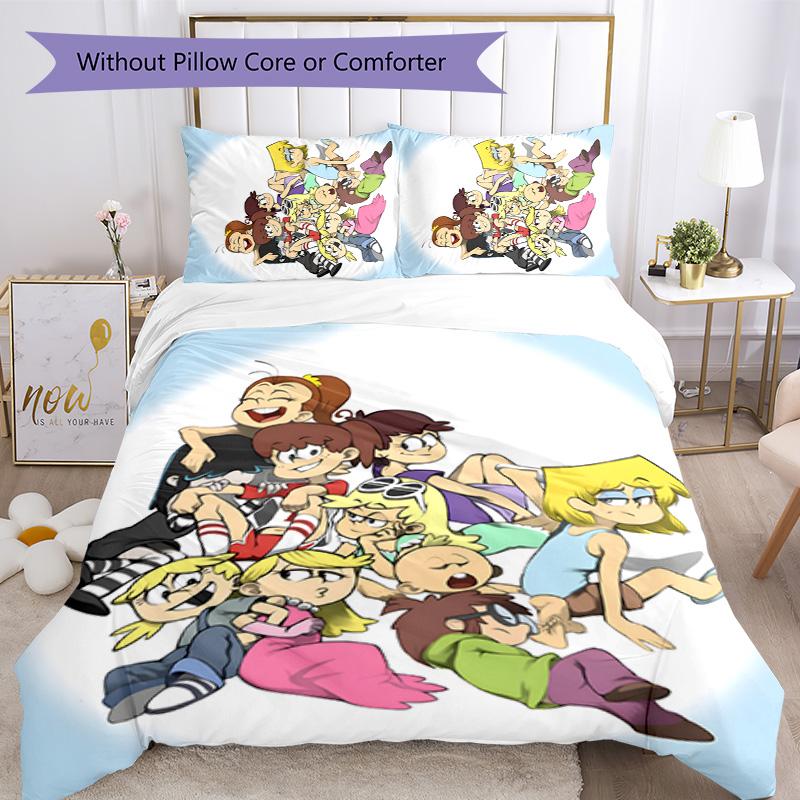 Loud House 3pcs Bedding Set Duvet Cover Closure Includes 1 Duvet Cover & 2 Pillowcases for All Seasons Bedroom Home Dorm Decor