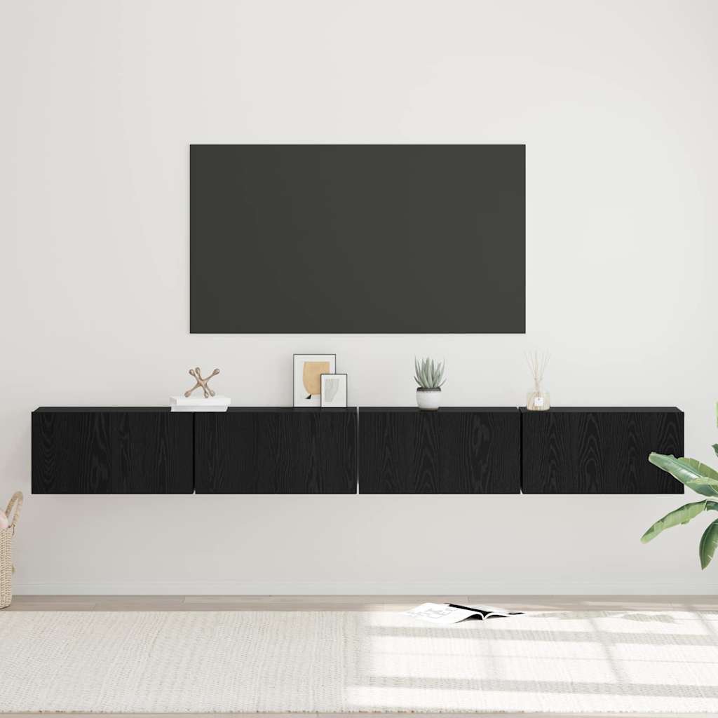 4 Piece TV Cabinet Set Black Oak Effect 60 x 30 x 30 cm