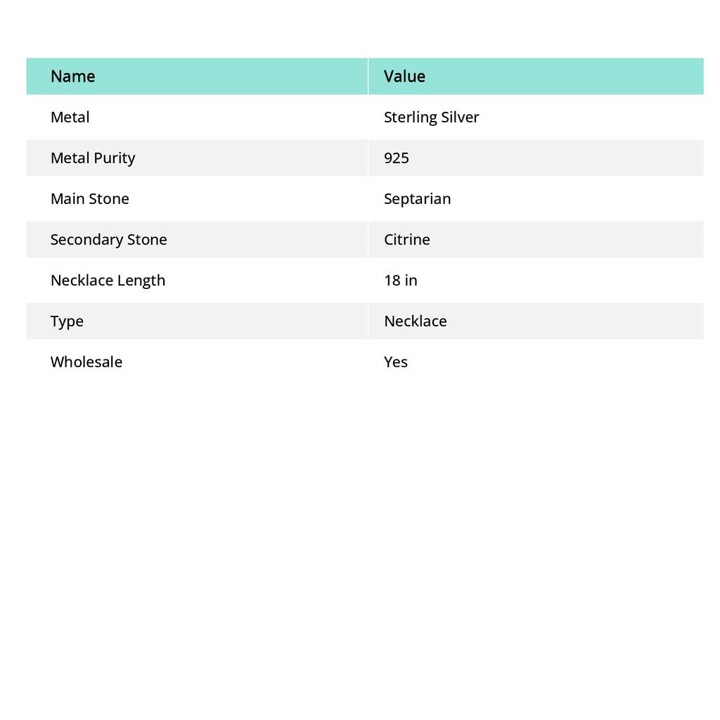 Natural Septerian Noodal, Citrine Gemstone 925 Sterling Silver Necklace 18" K1J41