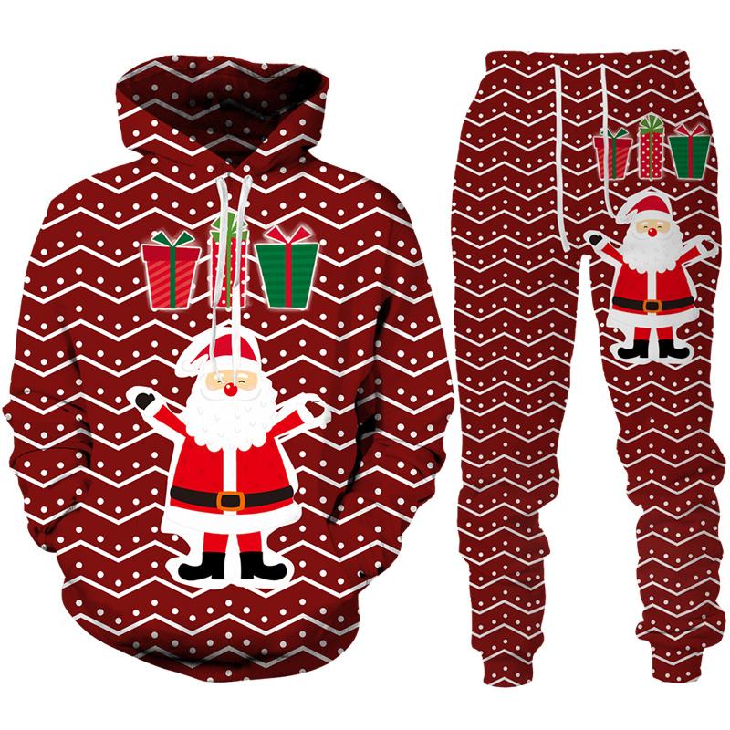 Funny Christmas Theme 3D Print Costume Men/Women Casual Hoodie Pants Outfits Set New Year Party Holiday Streetwear Clothing Suit