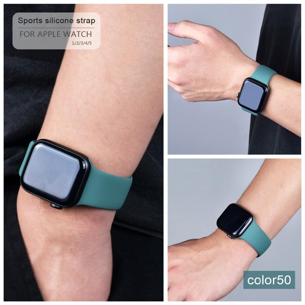 Мягкий силиконовый спортивный ремешок для Apple Watch 6 SE 5 4 3 2 1 38 мм 42 мм резиновый ремешок для часов для Iwatch series 5 4 40 мм 44 мм