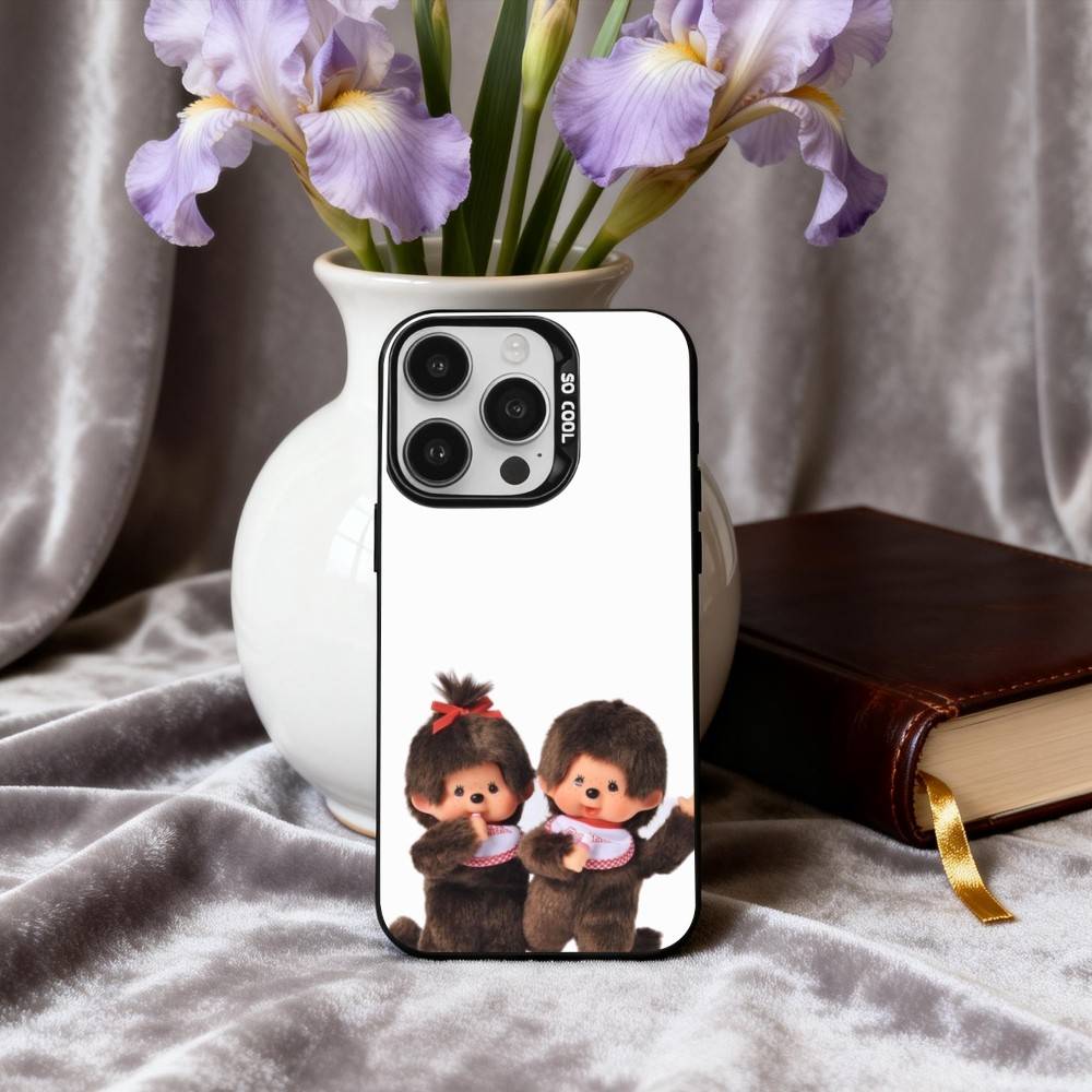 C-Милый M-Мончичи-S Чехол для телефона для iPhone17,16,15,14,13,12,11 Plus,Pro Max Черный Конфетный серебристый чехол для телефона