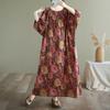 Dimanaf 2025 Summer Plus Size Dress Women Casual Vintage Floral Dress Basic Printing Long Beach Elegant Loose Dress