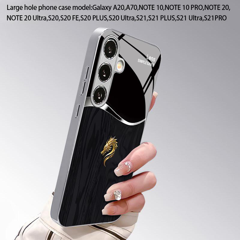 2D чехол для телефона с узором из черного дерева и золотой головой для Samsung S26 S25 S24 S23 S22 S21 S20 A56 A36 A16 Электрооцинкованная стеклянная защитная крышка