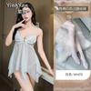 Sex underwear seduction thin lace suspenders sexy steel tray gathering nightgown uniform suit