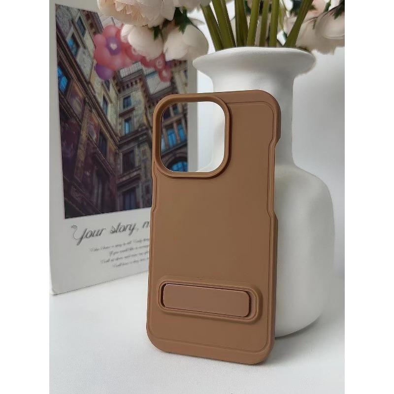 Матовый чехол-подставка из ТПУ, мягкий, подходит для Ip16pm, простой, дофаминовый, Apple 15/14, цветной, макарон, защитный чехол