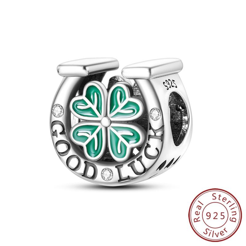 Серия «Четырехлистный клевер» Оригинальные шармы Медные шармы Бусины Подходят для изготовления браслетов Модная бижутерия