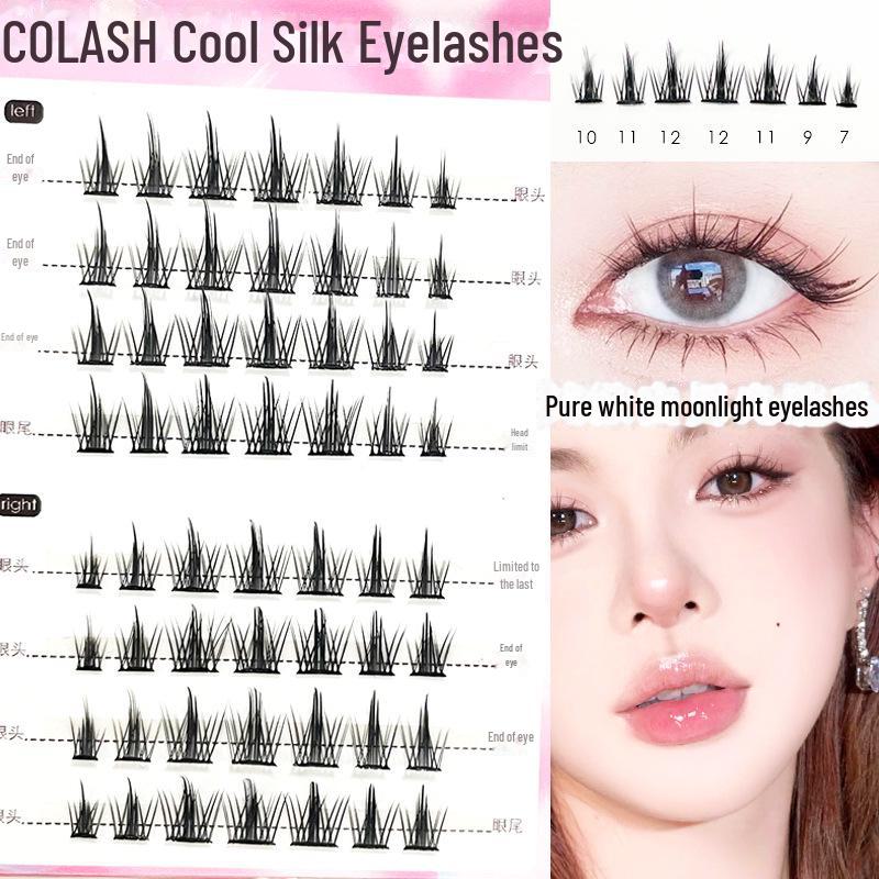 Coolles Pure Desire Белый Лунный Свет Ресницы - Ультратонкое Основание, Густой Стиль Маленького Дьявола, Предварительно Нарезанные для Легкого Нанесения.