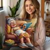 1Pc Cartoon Happy Grandma Themed Printed Throw Pillow Cover, Suitable For Sofa, Bedroom, Living Room, A Fun Gift For Seniors.