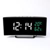 Living Room Curved Screen LED Mirror Digital Temperature and Humidity Electronic Clock Home Desktop Sleeping Alarm Clock Bedside Clock Gift
