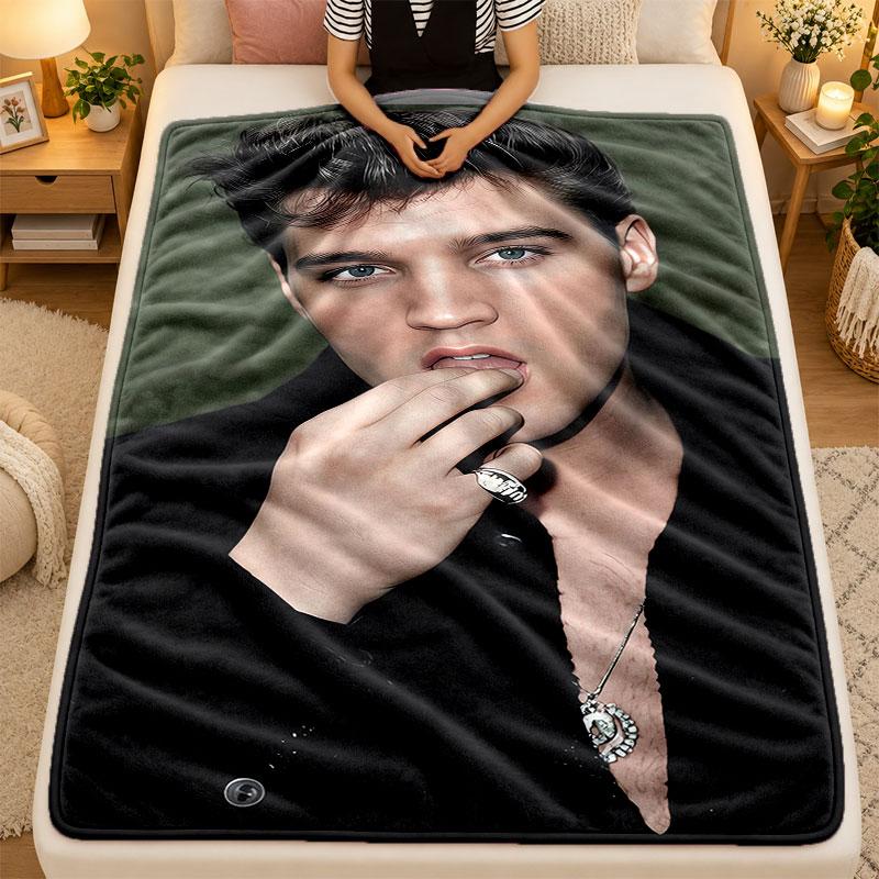 Flannel BlanketElvis Presley Warm Soft Throw Blanket for Indoor Sofa Bed Living Room Use