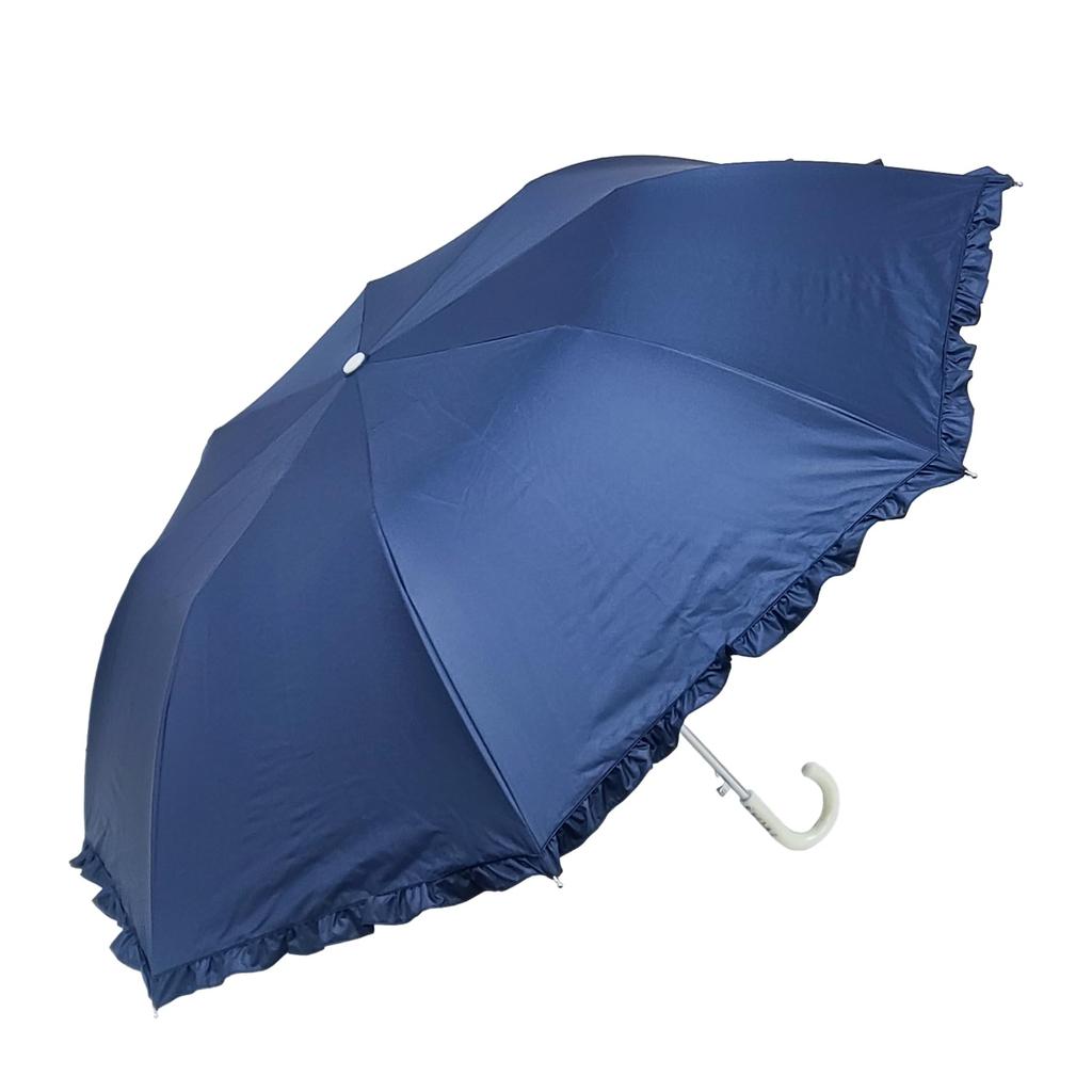 Rose Sangyo RIC 55cm Folding Jump UV 61553602 Umbrella, Sun/Rain/Sun Protection, Protection, Windproof, Ruffled, Navy,