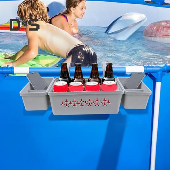 Poolside Storage Organizer with Hook Cup Holder Pool Storage Basket for Above Ground Pools Large Capacity Pool Accessories Holder for Most Frame