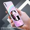 Case For Samsung Galaxy A50 A02s M31 A70 A30 A10 A20e A40 A10s M30s M51 M52 M22 M32 Black Phone Cover Pink Letters M S R