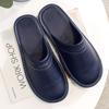 Men's Slippers Autumn Winter Indoor Shoes Plus Size  Man Concise Navy Blue Slides Simple Leather Home Slippers For Men