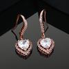 Women's Rose Gold Plated CZ Heart Shaped Drop Earrings