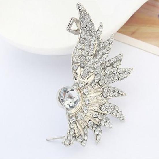 1 Pc Women Punk Wing Ear Cuff Rhinestone Inlaid Clip Stud Earring Club Jewelry