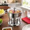 Compact Heat Retention Bowl Chafers And Warmers Set with Glass Lid, Round Stainless Steel Small Buffet Warmer Thermal Serving Bowl, Catering
