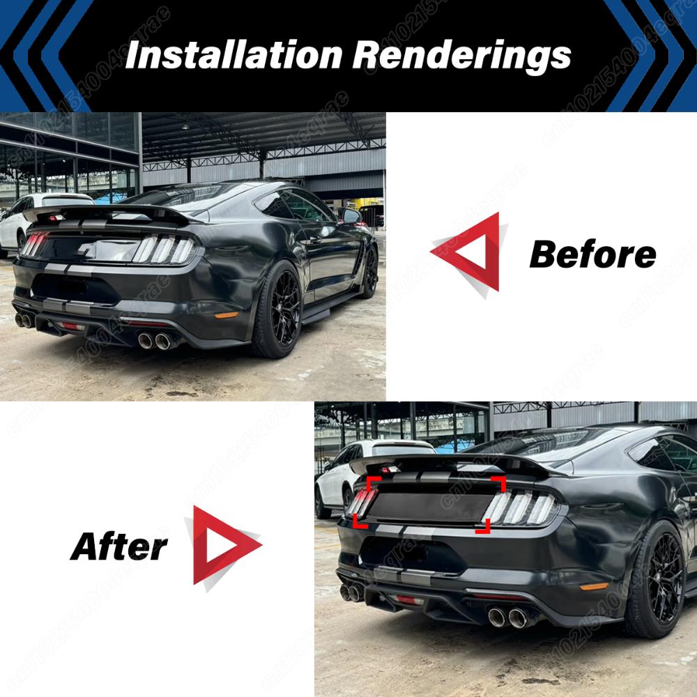 Для Ford Mustang Gt 2015 2016 2017 2018 2019 2020 2021 2022 2023 Настоящая Глянцевая Черная Панель Багажника Накладка Крышки Багажника Комплект Кузова