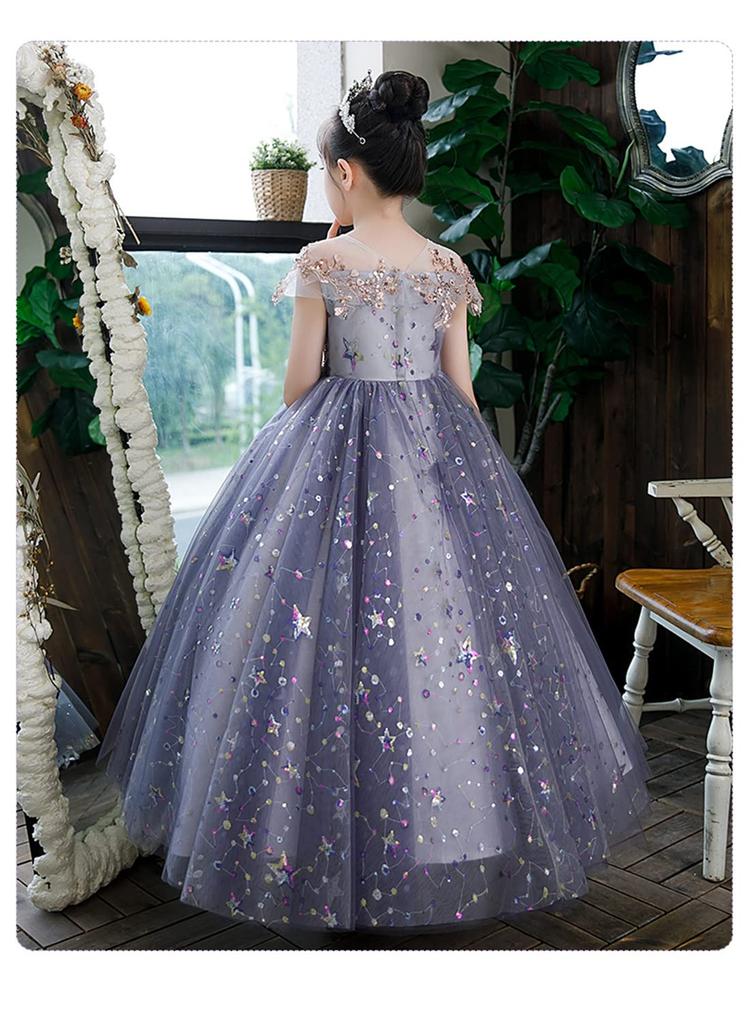 OWIEOW Фортепианный концерт Длинное Формальное и Элегантное Подходящее для Сцены и Размеров Детское Платье, Платье для Девочек, Выступления, Концерты,