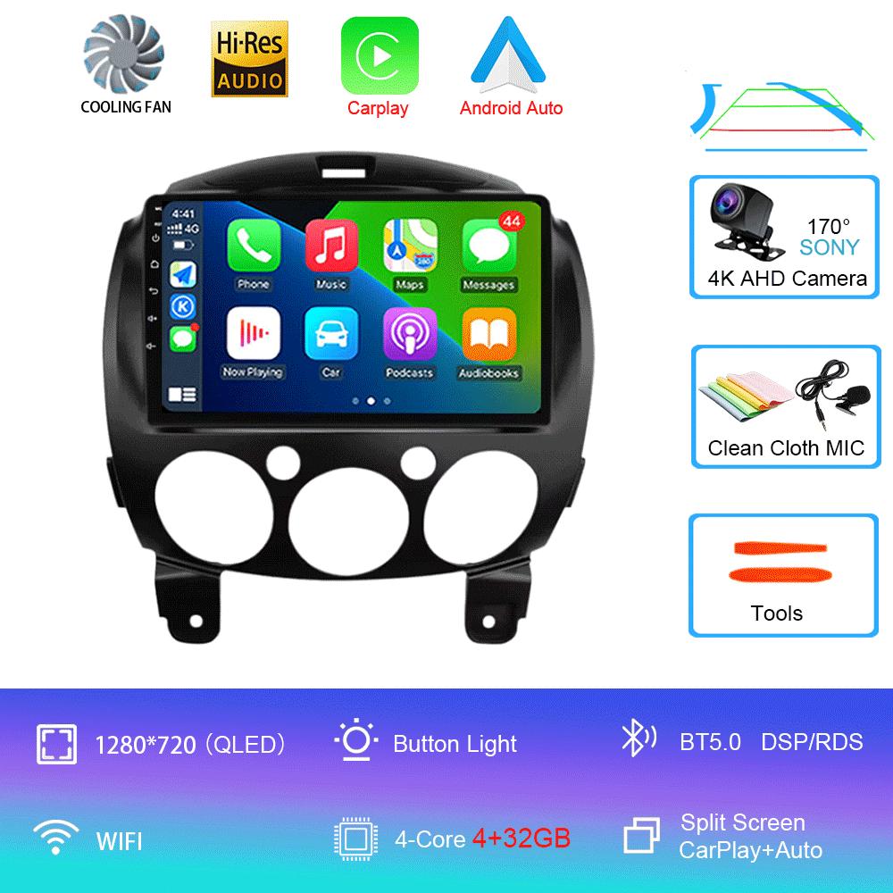 Android 14 For MAZDA 2 Mazda2 2007 2008 2009 2010 - 2014 Car Radio Stereo Player Support Tablet WiFi GPS Navigation 360 Camera