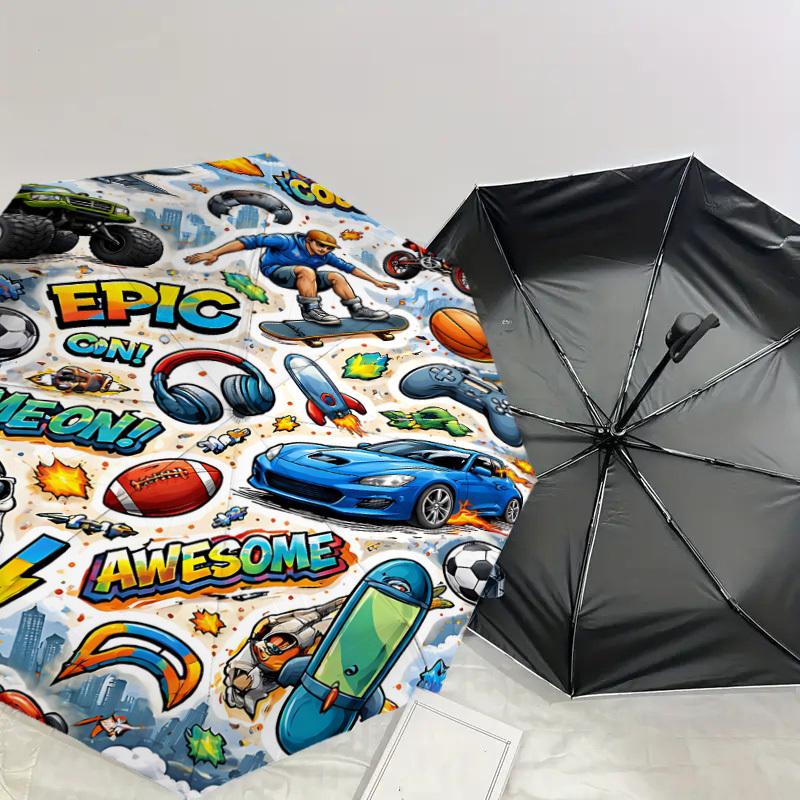 1PC Sports Games Umbrella-8-Rib Reinforced, Automatic Open, Lightweight & Durable, Fashion Accessory for Outdoor, J0358