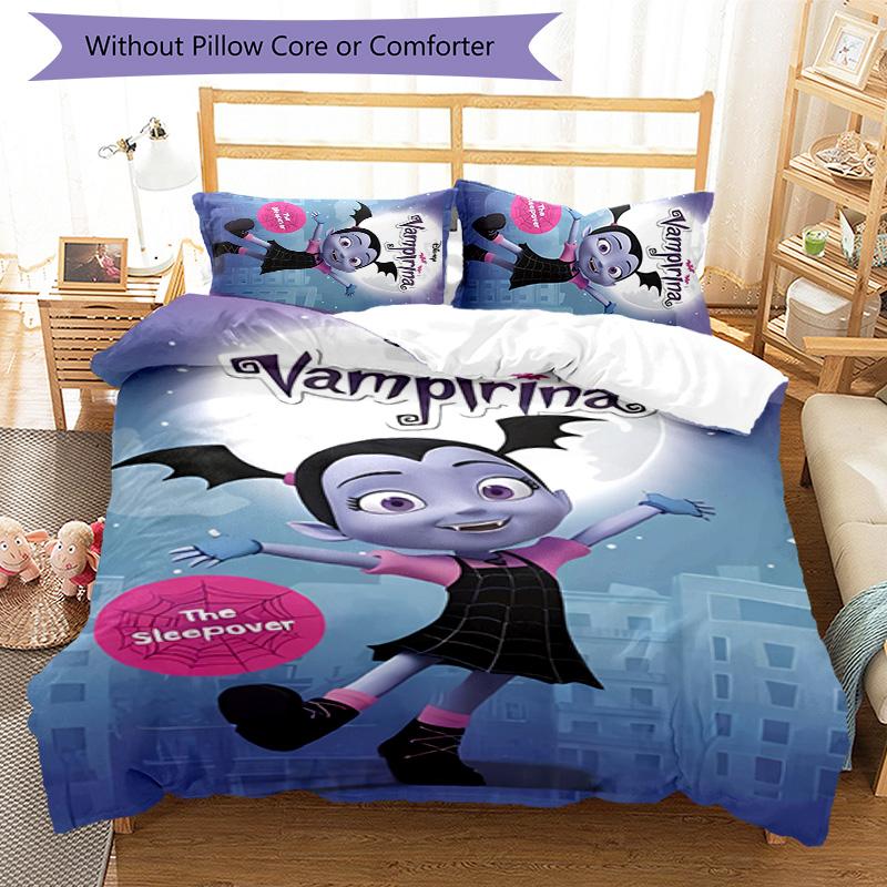 3pcs Vampirina Hauntley pattern bedding set duvet cover set includes duvet cover &pillowcases,perfect all season bedroom decoration&gift
