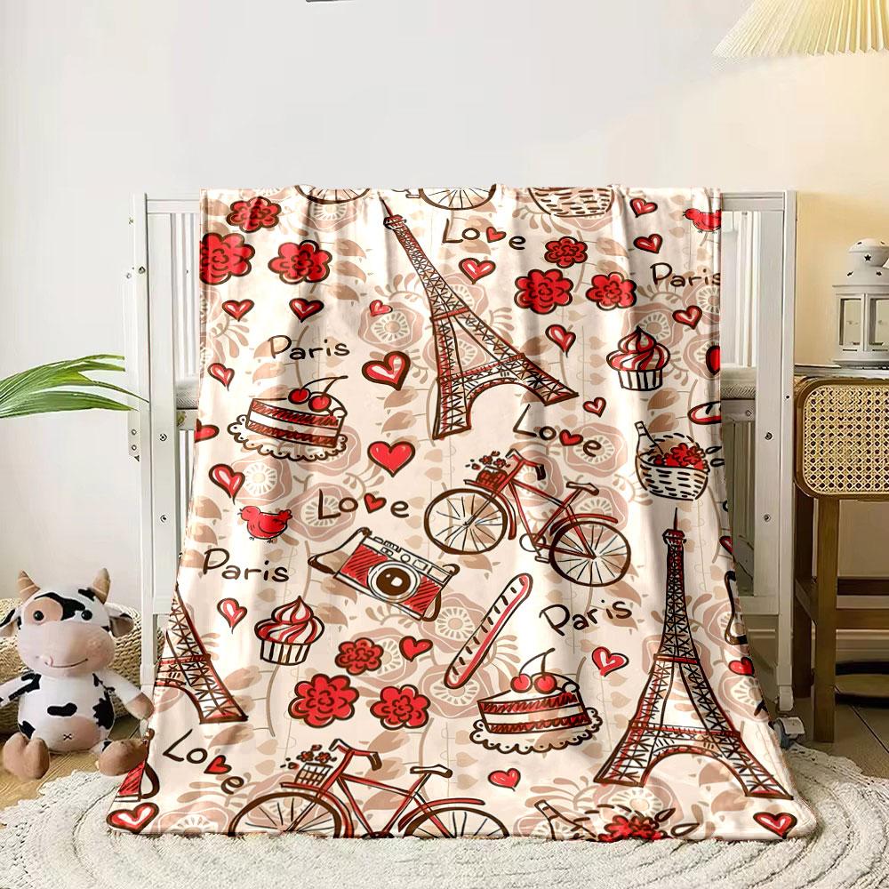 Eiffel Tower Love Paris Blanket bedroom Blanket for Livingroom Couch lunch break Soft throw for Friend's festival Gift