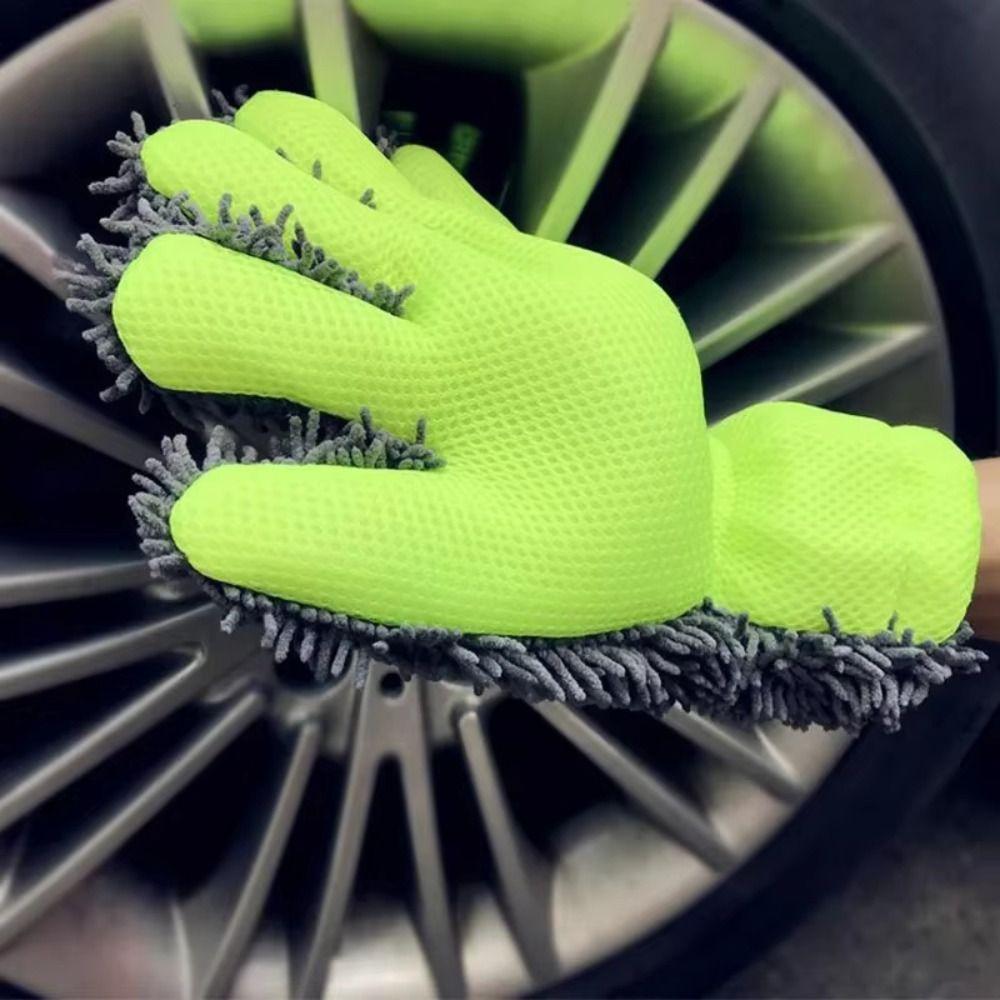 Anti-Scratch Car Washing Gloves Thick Cleaning Glove 5-Finger Design Washing Mitt Auto Detailing