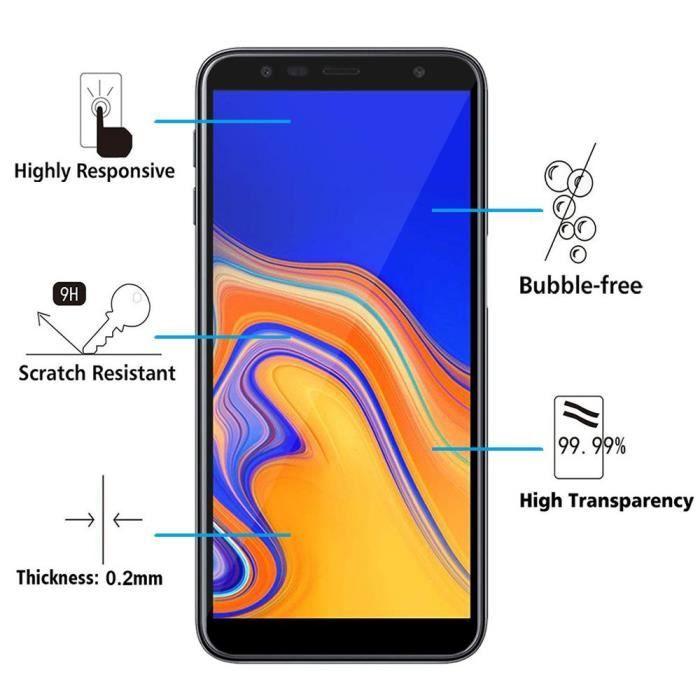Film de protection d'écran - VCOMP - Samsung Galaxy J6+/ J6 Plus (2018) - Verre trempé - Lot de 3 - Noir