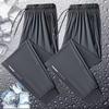 Men's Quick-Dry Ice Silk Casual Pants - Elastic, Loose Fit, Cuffed, Trendy, All-Match for Summer