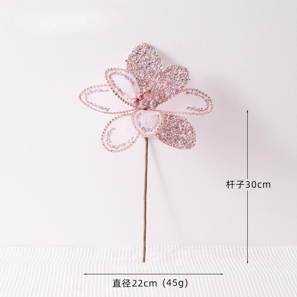New pink Christmas flower ins Korean heavy industry sticky powder simulated flower festival scene arrangement props Christmas tree outfit