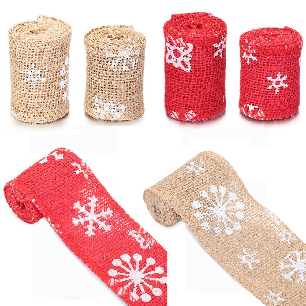 Natural Party DIY Hessian Edge Wedding Merry Christmas Lace Ribbon Sisal Trim Jute Burlap Snowflake