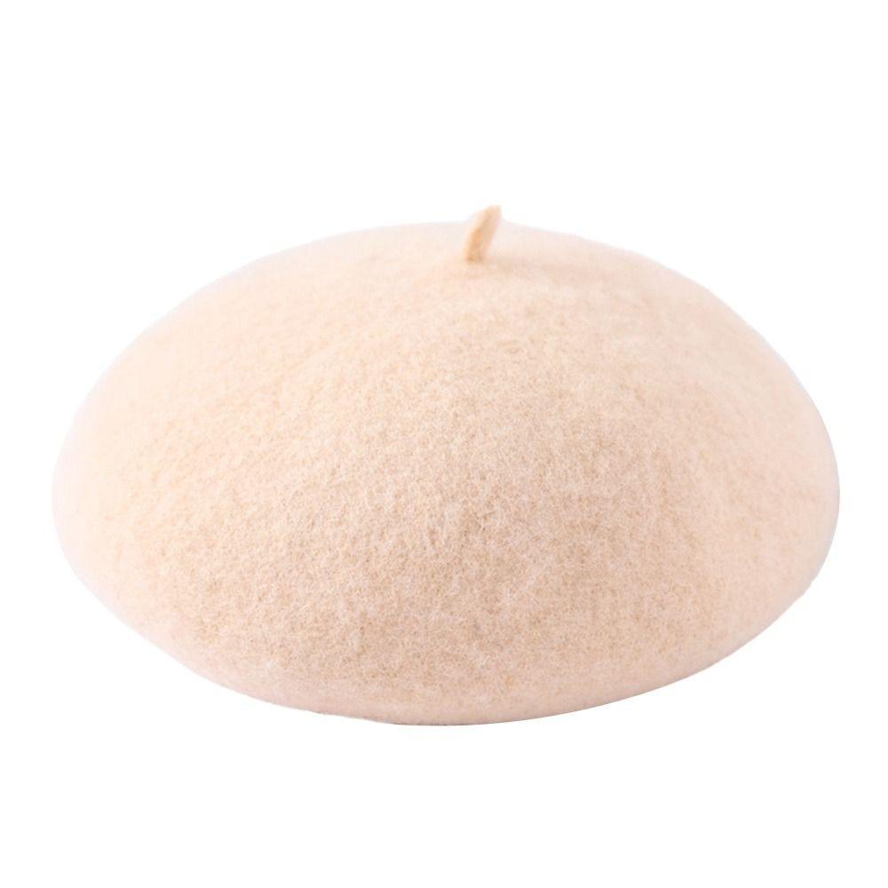 Шерстяные Утепленные Шерстяные Береты Однотонная Плоская Кепка Французская Шляпа Художника Женские Девочки