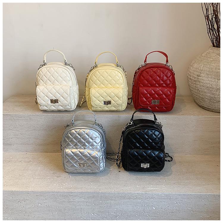 Rhombus Chain Backpack Women's Fashion Niche Design High Value Korean Version Schoolbag High Sense Mini Travel Backpack